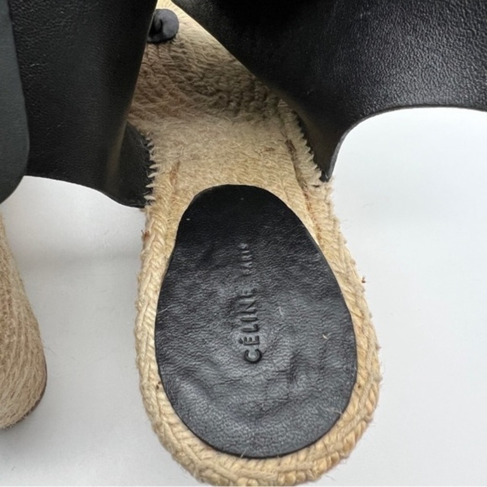 Celine Phoebe black leather espadrilles wedge sandals 11 - Picture 12 of 16